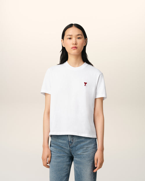 White Cotton Ami de Coeur T-Shirt - 8 - Ami Paris