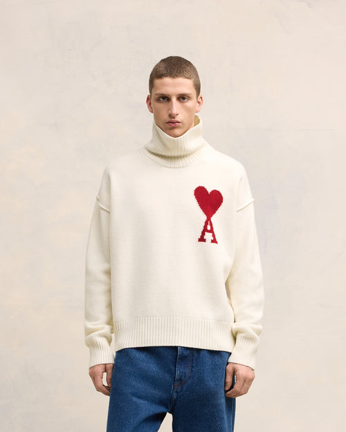 White Wool Ami de Coeur Sweater - 1 - Ami Paris