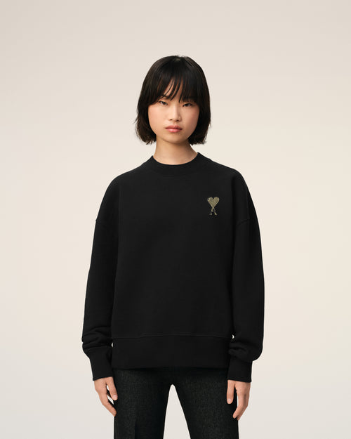 Black Cotton Ami de Coeur Sweatshirt - 7 - Ami Paris