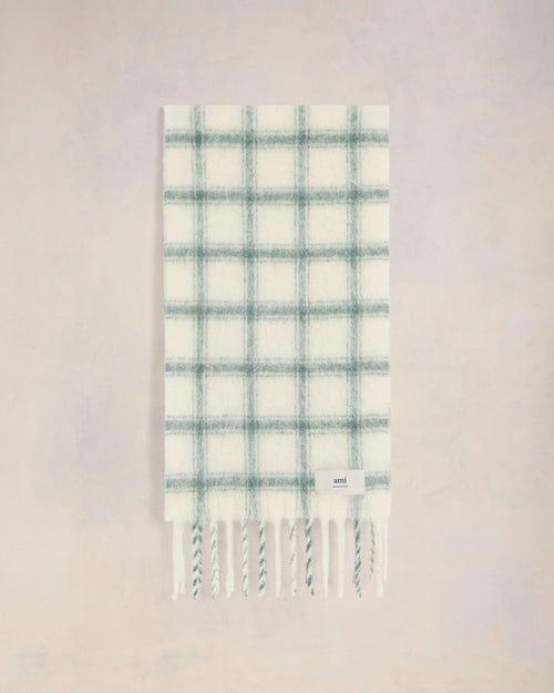 Checkered Ami Label Scarf - OFF WHITE/ SAND - 2 - Ami Paris