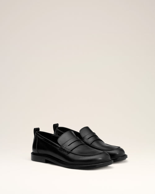 Black Leather Anatomical Toe Loafers - 3 - Ami Paris