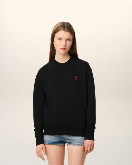 									Black Cotton Ami de Coeur Sweatshirt - 3								 - Ami Paris