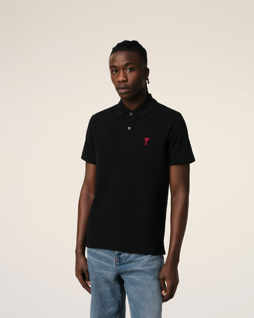 Black Cotton Ami de Coeur Polo Shirt - 3 - Ami Paris