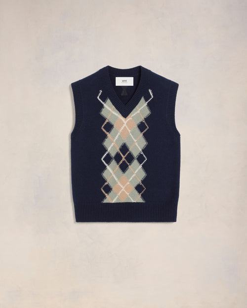 Argyle Sleeveless Sweater - 2 - Ami Paris