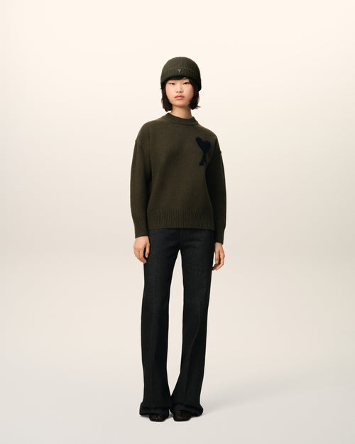 Khaki Wool Ami De Coeur Sweater - 9 - Ami Paris