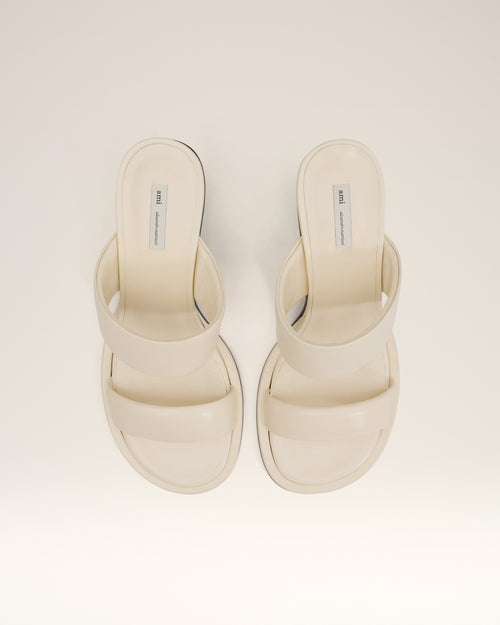 Beige Leather Piano Sandals - 5 - Ami Paris