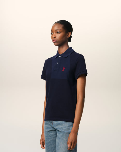 Navy Cotton Ami de Coeur Polo Shirt - 12 - Ami Paris