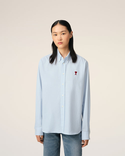 Blue Cotton Button-Down Ami de Coeur Shirt - 9 - Ami Paris