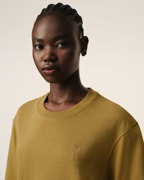 Mustard Cotton Tonal Ami de Coeur T-Shirt - 10 - Ami Paris