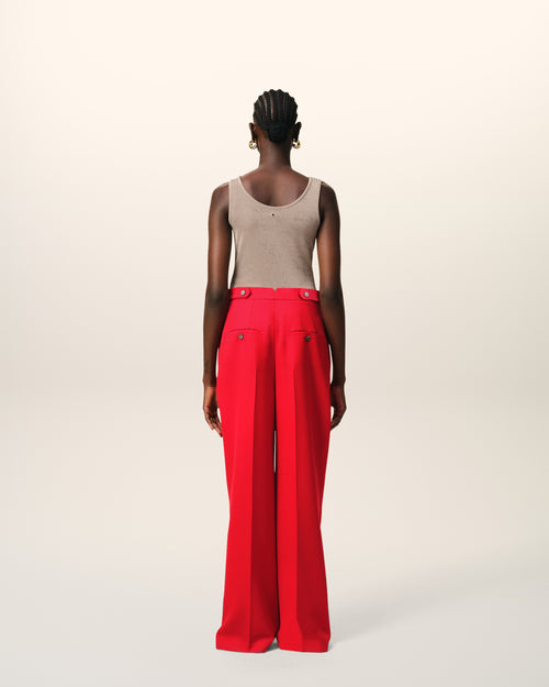 Red Wool High Waist Large Trousers - 4 - Ami Paris