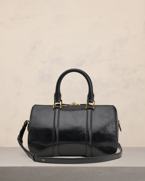 Black Leather Boston Bag - 10 - Ami Paris