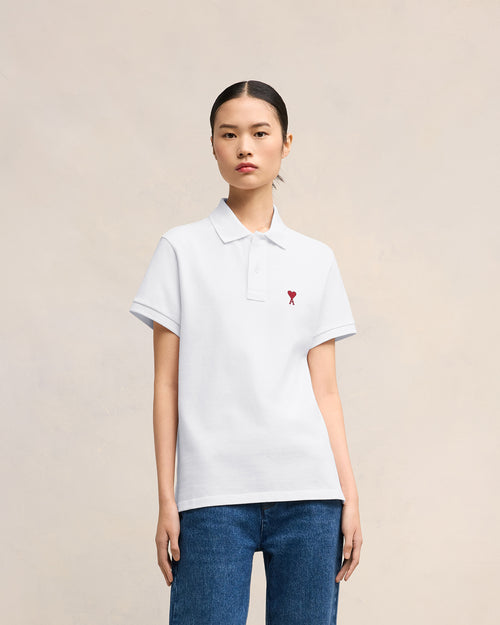 							White Cotton Ami de Coeur Polo Shirt - 3						 - Ami Paris