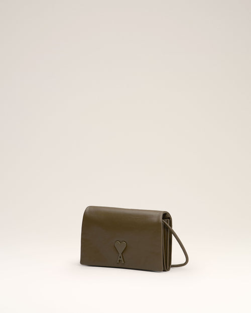 Khaki Leather Voulez-Vous Wallet Strap - 1 - Ami Paris