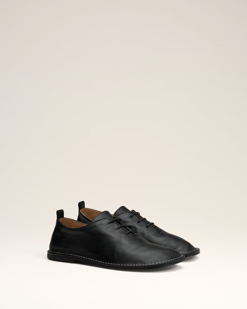 Black Leather One Cut Shoes - 8 - Ami Paris