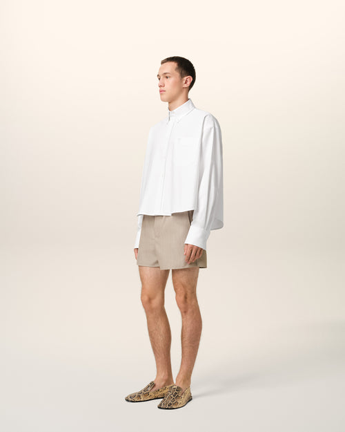 White Cotton Cropped Oversized Shirt - 6 - Ami Paris