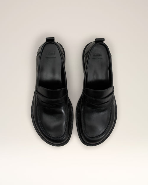 Black Leather Anatomical Toe Loafers - 5 - Ami Paris