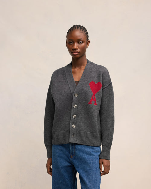 Cardigan Gris Ami de Coeur En Laine - 9 - Ami Paris