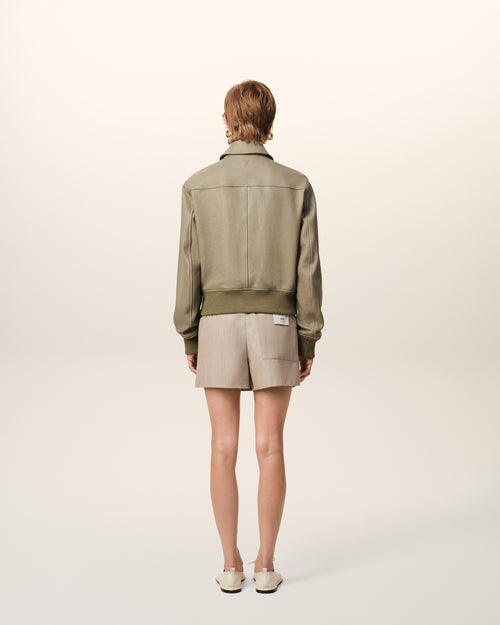 Green Leather Zipped Jacket - 11 - Ami Paris