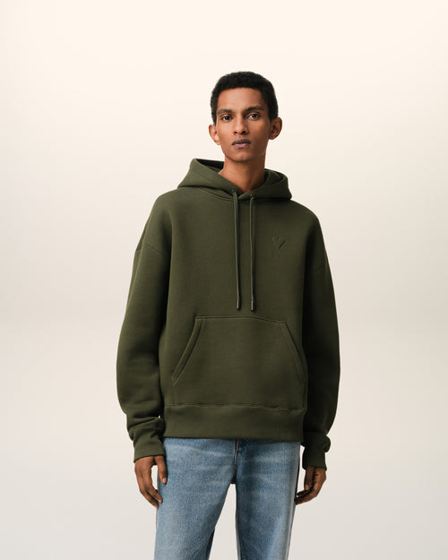 Green Cotton Ami de Coeur Hoodie - 1 - Ami Paris