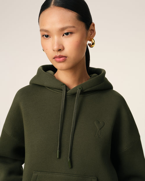 Green Cotton Ami de Coeur Hoodie - 10 - Ami Paris