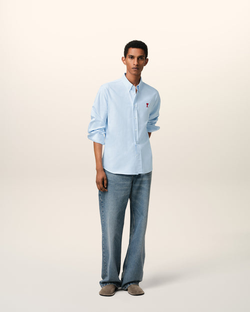 Blue Cotton Button-Down Ami de Coeur Shirt - 1 - Ami Paris