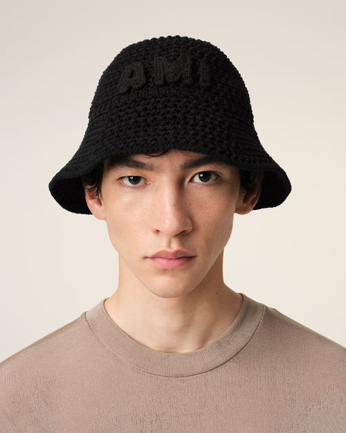 Black Knit Ami Patch Bucket Hat - 2 - Ami Paris