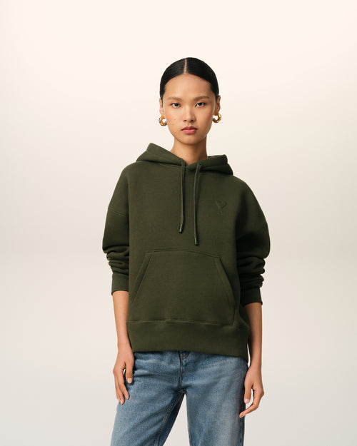 							Green Cotton Ami de Coeur Hoodie - 3						 - Ami Paris