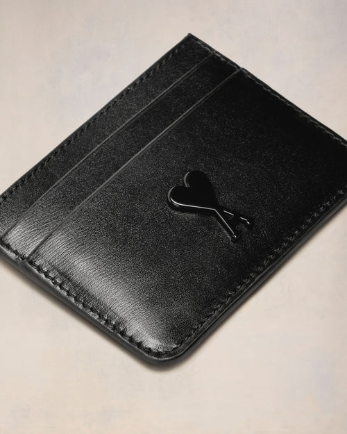 Black Leather Ami de Coeur Card Holder - 6 - Ami Paris