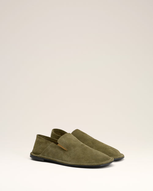 Khaki Leather Midi Slippers - 3 - Ami Paris