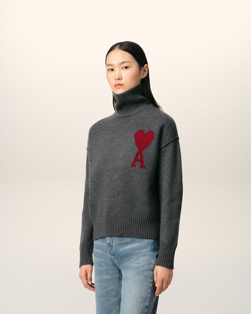 Grey Wool Ami de Coeur Sweater - 12 - Ami Paris