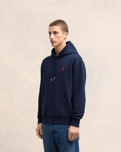 Hoodie Bleu Marine Ami de Coeur En Coton - 6 - Ami Paris