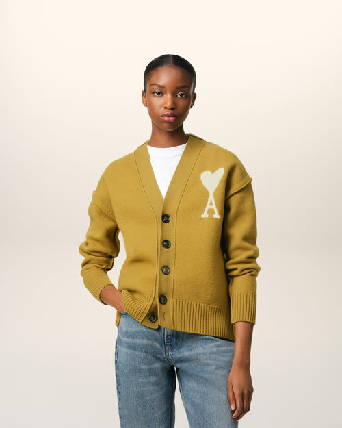 							Mustard Wool Ami de Coeur Cardigan - 3						 - Ami Paris