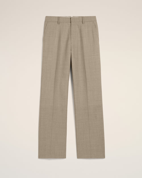 Beige Wool Straight Fit Trousers - 1 - Ami Paris