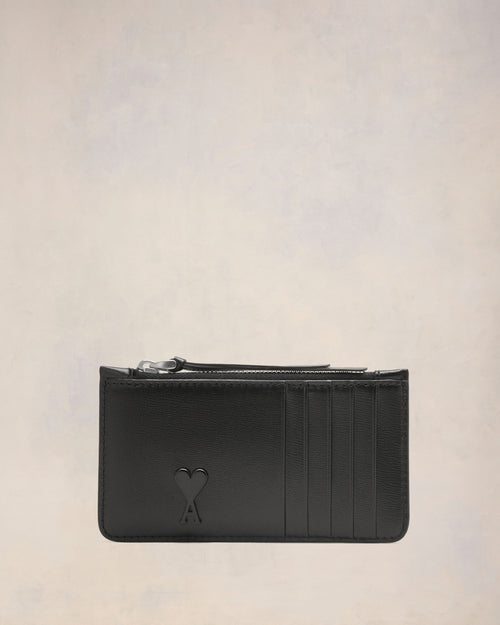 Black Leather Zipped Card Holder - 4 - Ami Paris