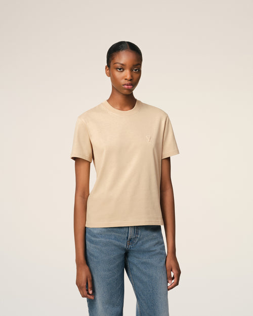 Beige Cotton Ami de Coeur T-Shirt - 9 - Ami Paris