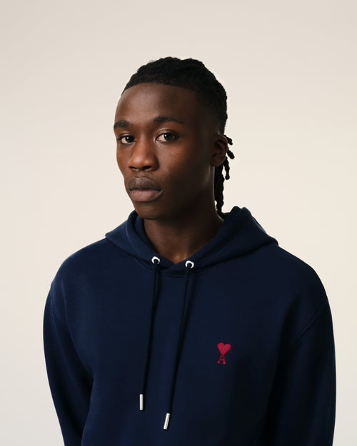 Navy Cotton Ami de Coeur Hoodie - 4 - Ami Paris