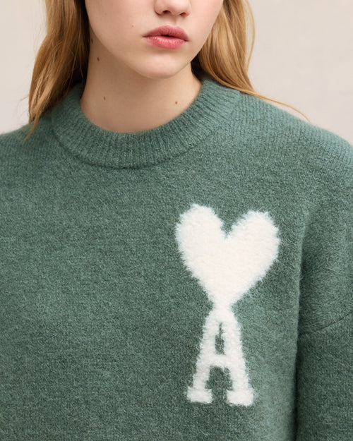 Pull Col Rond Ami de Coeur Ecru - 10 - Ami Paris