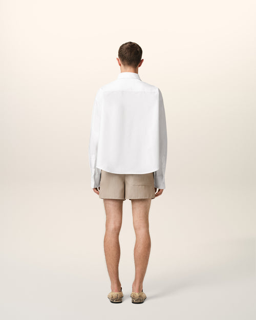 White Cotton Cropped Oversized Shirt - 5 - Ami Paris