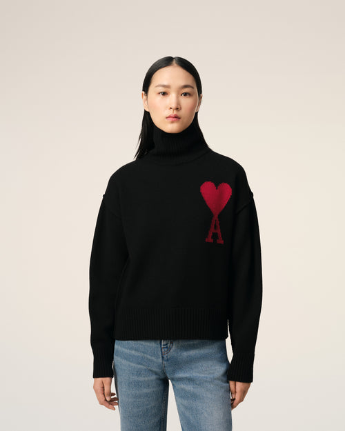 Black Wool Ami de Coeur Sweater - 9 - Ami Paris