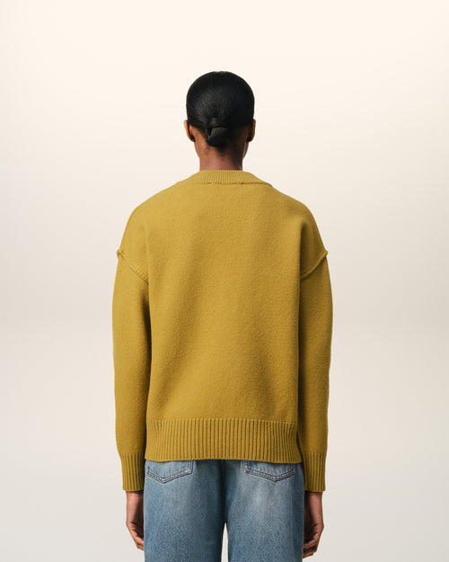 Mustard Wool Ami de Coeur Cardigan - 11 - Ami Paris