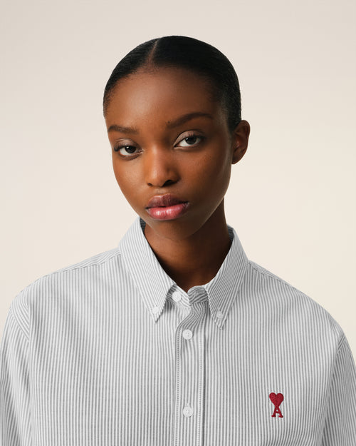 Black Cotton Button-Down Ami de Coeur Shirt - 10 - Ami Paris