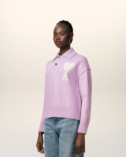 Purple Wool Ami de Coeur Polo - 12 - Ami Paris