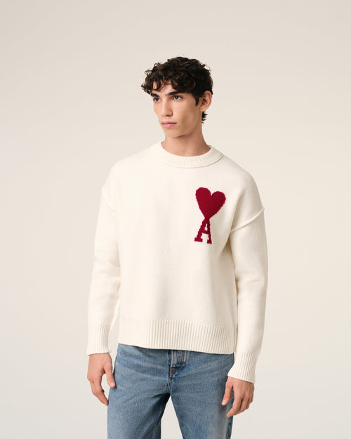 White Wool Ami de Coeur Sweater - 3 - Ami Paris