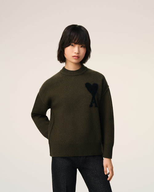 							Khaki Wool Ami De Coeur Sweater - 3						 - Ami Paris