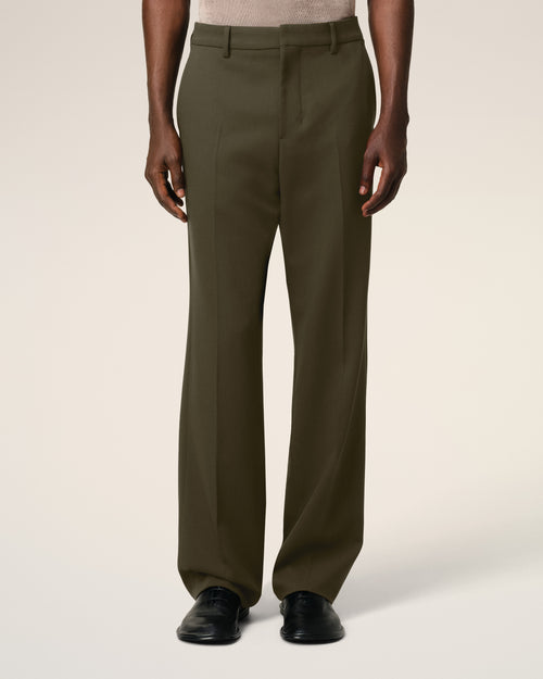 Green Wool Straight Fit Trousers - 3 - Ami Paris