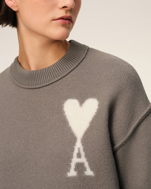 Taupe Wool Ami de Coeur Sweater - 10 - Ami Paris