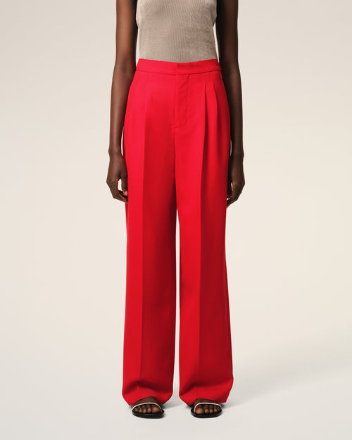 Red Wool High Waist Large Trousers - 3 - Ami Paris