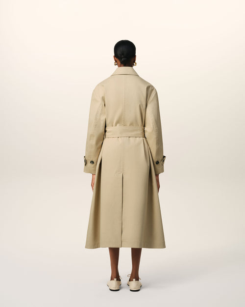 Beige Cotton Belted Mac - 5 - Ami Paris