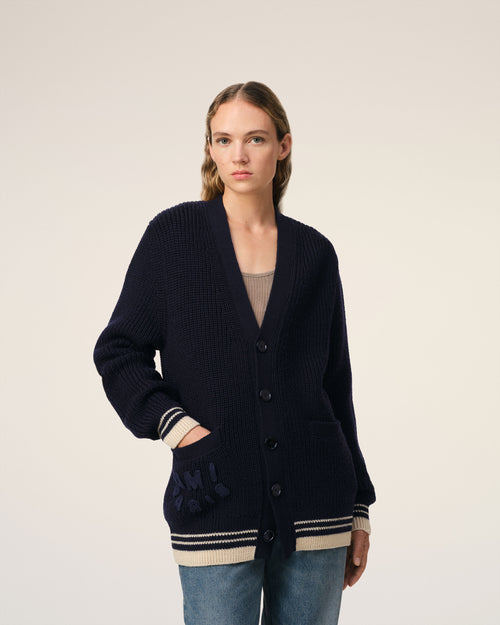 Navy Wool Ribbed Sweater - 9 - Ami Paris