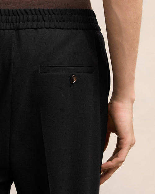 Black Wool Elasticated Waist Trousers - 5 - Ami Paris